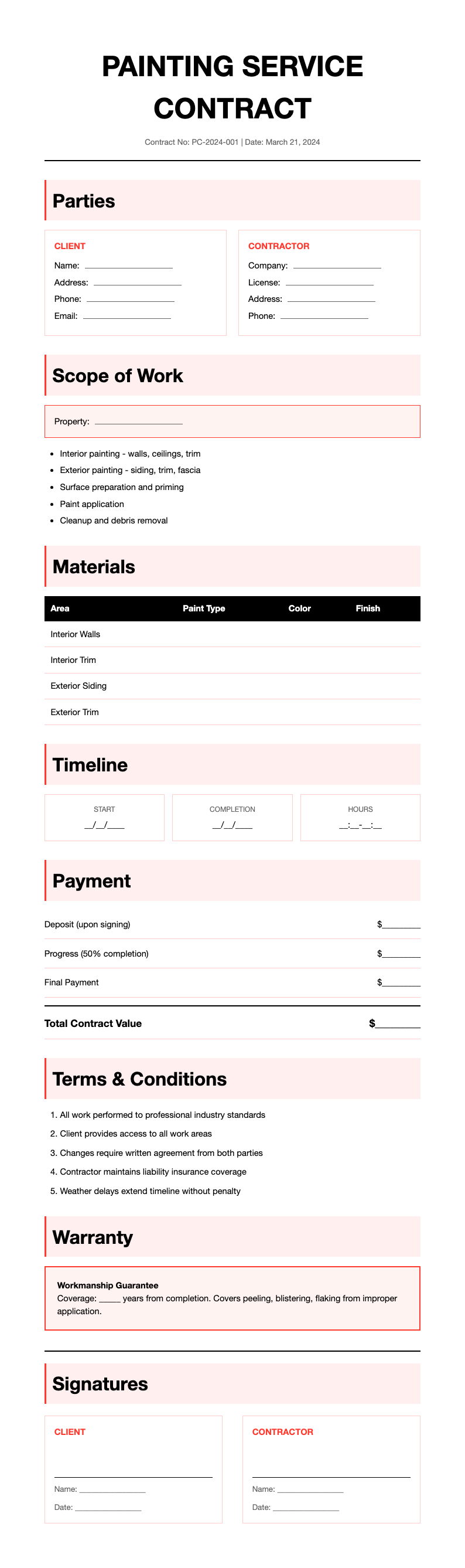 Swiss international painting contract
